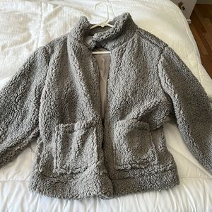 Ashley Outerwear Fuzzy Sherpa Coat Jacket Gray